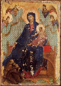 De Madonna van de Franciscanen of Madonna met kind en Franciscaanse monniken en engelen. Tempera op hout door Duccio di Buoninsegna (1255-1318/9) 1300 Siena, Pinacoteca nazionale door Duccio di Buoninsegna