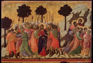 De kus van Judas en de gevangenneming van Jezus