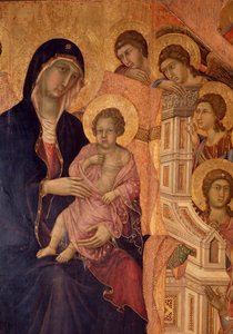 Maagd en kind op de troon (La Maesta altaarstuk) door Duccio di Buoninsegna