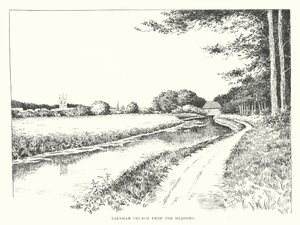 Farnham Church vanuit de weilanden door Duncan Moul