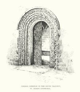 Normandische Deur in het Zuidelijke Transept, St Albans Kathedraal door Duncan Moul