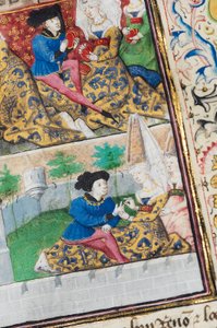 Pagina uit "La Belle Dame Sans Merci" door Alain Chartier, Parijs, begin 15e eeuw