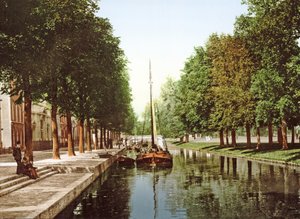 Zeilboot op de Prinsengracht in Den Haag, 1890-1900 door Dutch Photographer