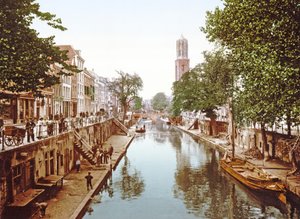 Uitzicht op de Oudegracht in Utrecht, 1890-1900