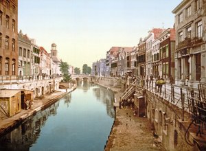 Uitzicht op de Oudegracht in Utrecht, 1890-1900