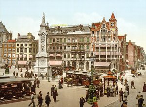 Uitzicht op de Dam in Amsterdam, 1890-1900