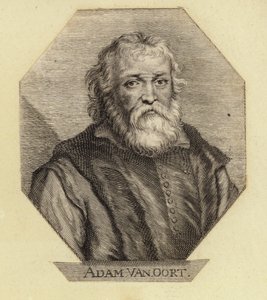 Adam Van Oort, geboren als Adam van Noort, een Belgische kunstenaar. Gegraveerd door Johann Georg Waldreich
