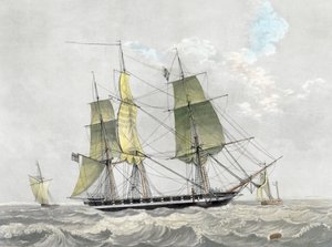 Amerikaanse marinekorvet onder zeil, begin 19e eeuw