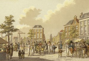Bloemenmarkt, Rotterdam, 1807 door Dutch School