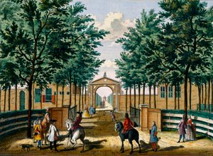 Tuinen van het lustpaleis van Francois van Haringkaspel, uit Het Zeganpralent Kennemerlant door Hendrick de Leth en Matthias Brouerius Van Nidek, gepubliceerd ca. 1700-1730 door Dutch School