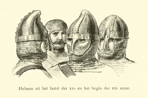 Helmen uit de late 11e en vroege 12e eeuw door Dutch School