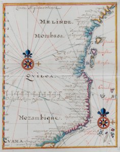 Kaart van Mombasa, Oost-Afrika. door Dutch School
