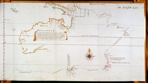 Kaart van Nieuw-Holland, nu Australië, en van Nieuw-Zeeland