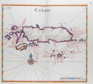 Kaart van het eiland Ceram (Seram), Indonesië door Dutch School