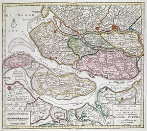 Nieuwe Kaart der van het Zuid Westelykste deel van Holland, behelzende de Baljuwschappen Voorne, Putten, enz. [Zesendertig kaarten van Nederland] Isaak Tirion Tussen 1739 en 1757 door Dutch School