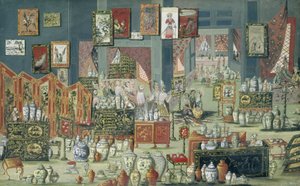 Winkel die Chinese goederen verkoopt, 1680-1700 door Dutch School