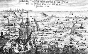 De Kerstvloed van 1717 door Dutch School