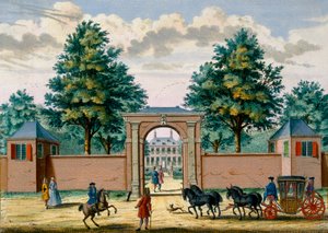 Uitzicht op Huis Akredam, uit Het Zeganpralent Kennemerlant door Hendrick de Leth en Matthias Brouerius Van Nidek, gepubliceerd ca. 1700-1730