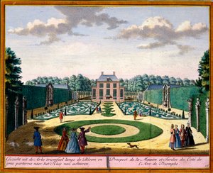 Zicht op het Huis en de Tuin nabij de triomfboog, uit Het Zeganpralent Kennemerlant door Hendrick de Leth en Matthias Brouerius Van Nidek, gepubliceerd ca.1700-30 door Dutch School