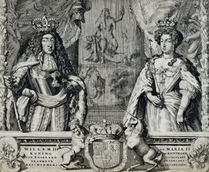 Willem III (1650-1702) en Maria II (1662-94), c.1688-94 door Dutch School