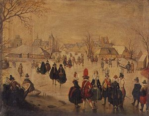 Winterlandschap: Stijlvolle Schaatsers op een Meer