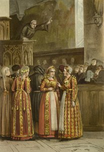 Vrouwen in traditionele Friese klederdracht, Nederland, 15e eeuw door Dutch School