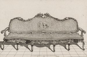 Canapé, tweede helft van de 18e eeuw (gravure op geschept papier) door Duval. A. (after)