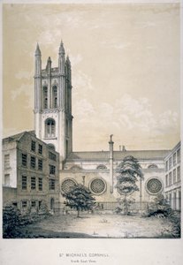 Zuidoostelijk uitzicht op de kerk van St. Michael, Cornhill, City of London, 1840 door EJ Dickinson