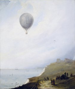 Luchtballon boven kliffen, Dover, 1840