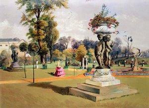 De Terrastuin, Woburn Abbey, Berkshire, midden 19e eeuw door E Adveno Brooke