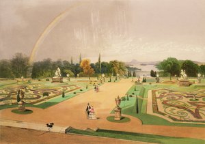 Uitzicht in de tuinen van Eaton Hall, uitgegeven door Thomas McLean