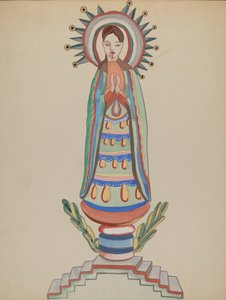 New Mexico, Bulto, polychrome houten figuur, 1935-1942