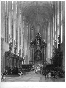 De kerk van St. Paul, Antwerpen, 19e eeuw door E. Challis