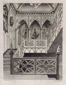 Trap bij Strawberry Hill, gegraveerd door J. Newton, uit 