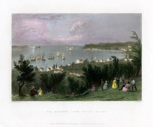 The Narrows gezien vanaf Staten Island, New York, VS door E. Finden
