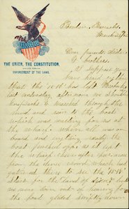 Brief ondertekend door E.G. Black, Benton Barracks, Mo., aan zijn ouders, zus en broers, 28 maart 1862 door E. G. Black