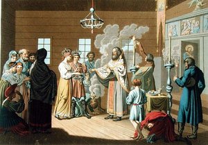 Het Russische Huwelijk, gegraveerd door X. Wagner door E. Karnejeff
