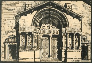 Het Portaal van de Kerk van St-Trophime door E Laget