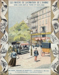 La Canebiere in Marseille - de elektrische tram - de auto