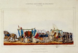 De dans van brouwers en kuipers tijdens de industriële optocht in Straatsburg op 25/06/1840 door E. Simon