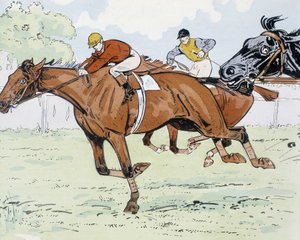 Racende paarden - tekening door Thelem door E. Thelem