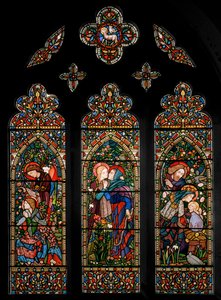 De Aankondiging, het Bezoek en de Geboorte, c.1860 door E. and Halliday Burne Jones