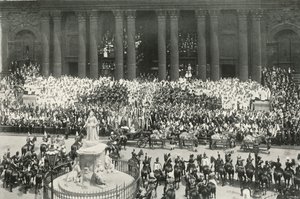 De ceremonie bij St. Pauls, Londen, 1897 door E. and S. Woodbury