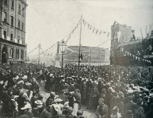 De Koninklijke Processie: De Koninklijke Rijdende Artillerie passeert St. Georges Circus, Borough, 1897