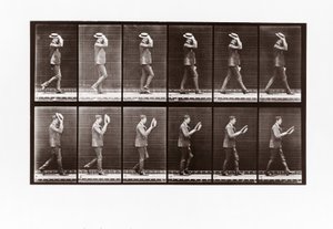 Man die zijn hoed afneemt, Plaat 44 uit Animal Locomotion, 1887 door Eadweard Muybridge