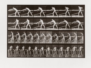 Man die hout schaaf, Plaat 379 uit Animal Locomotion, 1887 door Eadweard Muybridge