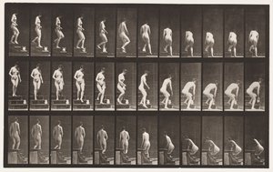Trap aflopen; bukken om een kruik op te tillen door Eadweard Muybridge