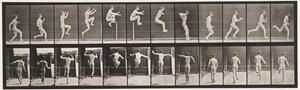 Plaat 154. Springen; rechtuit rennen, hoogspringen door Eadweard Muybridge