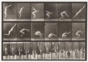 Springen; Staande Brede Sprong, 1872-1885 door Eadweard Muybridge