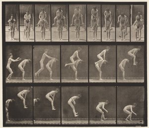 Plaat 167. Springen; over de rug van een jongen (kikkersprong) door Eadweard Muybridge
